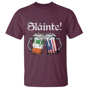 Funny St Patrick's Day Beer Drinking Slainte T Shirt Irish American Beer TS11 Maroon Print Your Wear