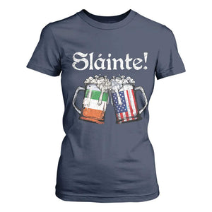 Funny St Patrick's Day Beer Drinking Slainte T Shirt For Women Irish American Beer TS11 Navy Print Your Wear