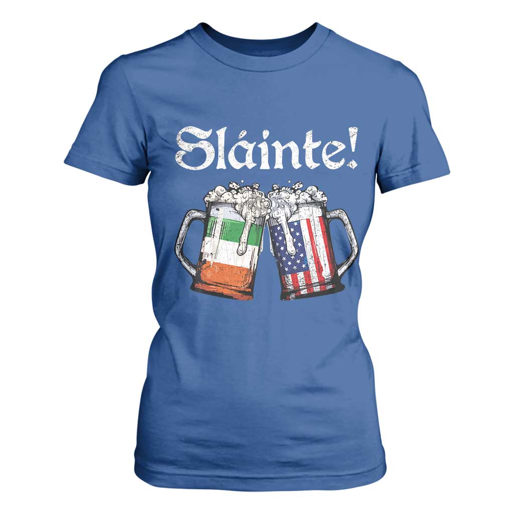 Funny St Patrick's Day Beer Drinking Slainte T Shirt For Women Irish American Beer TS11 Royal Blue Print Your Wear