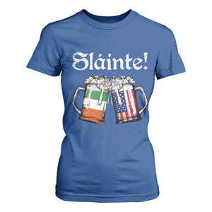 Funny St Patrick's Day Beer Drinking Slainte T Shirt For Women Irish American Beer TS11 Royal Blue Print Your Wear