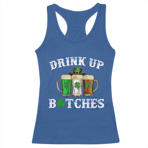Funny St Patrick's Day Irish Beer Drinking Racerback Tank Top Drink Up Bitches Ireland Flag TS11 Royal Blue Print Your Wear