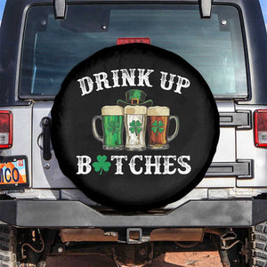 Funny St Patrick's Day Irish Beer Drinking Spare Tire Cover Drink Up Bitches Ireland Flag TS11 No hole Black Print Your Wear