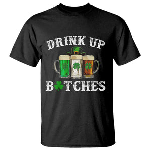 Funny St Patrick's Day Irish Beer Drinking T Shirt Drink Up Bitches Ireland Flag TS11 Black Print Your Wear