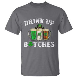 Funny St Patrick's Day Irish Beer Drinking T Shirt Drink Up Bitches Ireland Flag TS11 Charcoal Print Your Wear