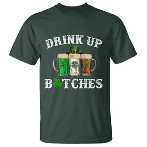 Funny St Patrick's Day Irish Beer Drinking T Shirt Drink Up Bitches Ireland Flag TS11 Dark Forest Green Print Your Wear