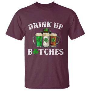 Funny St Patrick's Day Irish Beer Drinking T Shirt Drink Up Bitches Ireland Flag TS11 Maroon Print Your Wear