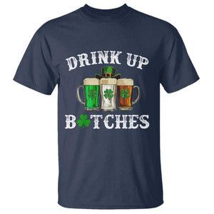Funny St Patrick's Day Irish Beer Drinking T Shirt Drink Up Bitches Ireland Flag TS11 Navy Print Your Wear