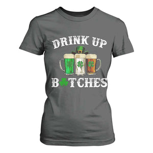 Funny St Patrick's Day Irish Beer Drinking T Shirt For Women Drink Up Bitches Ireland Flag TS11 Dark Heather Print Your Wear