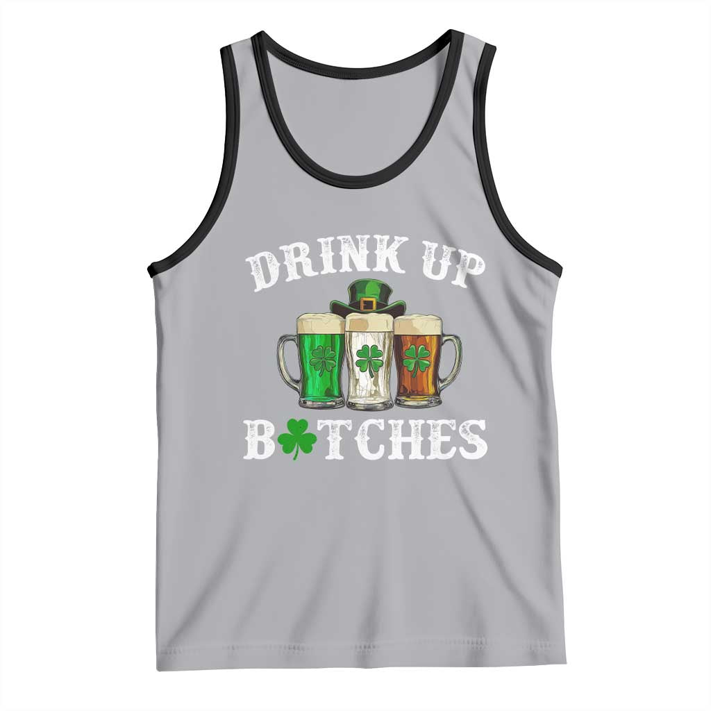 Funny St Patrick's Day Irish Beer Drinking Tank Top Drink Up Bitches Ireland Flag TS11 Athletic Heather Black Print Your Wear