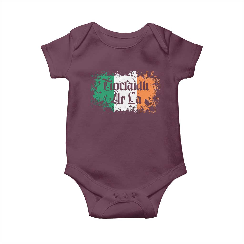 Tiocfaidh Ar La Baby Onesie Vintage Irish Ireland Flag TS11 Maroon Print Your Wear