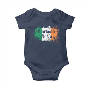 Tiocfaidh Ar La Baby Onesie Vintage Irish Ireland Flag TS11 Navy Print Your Wear