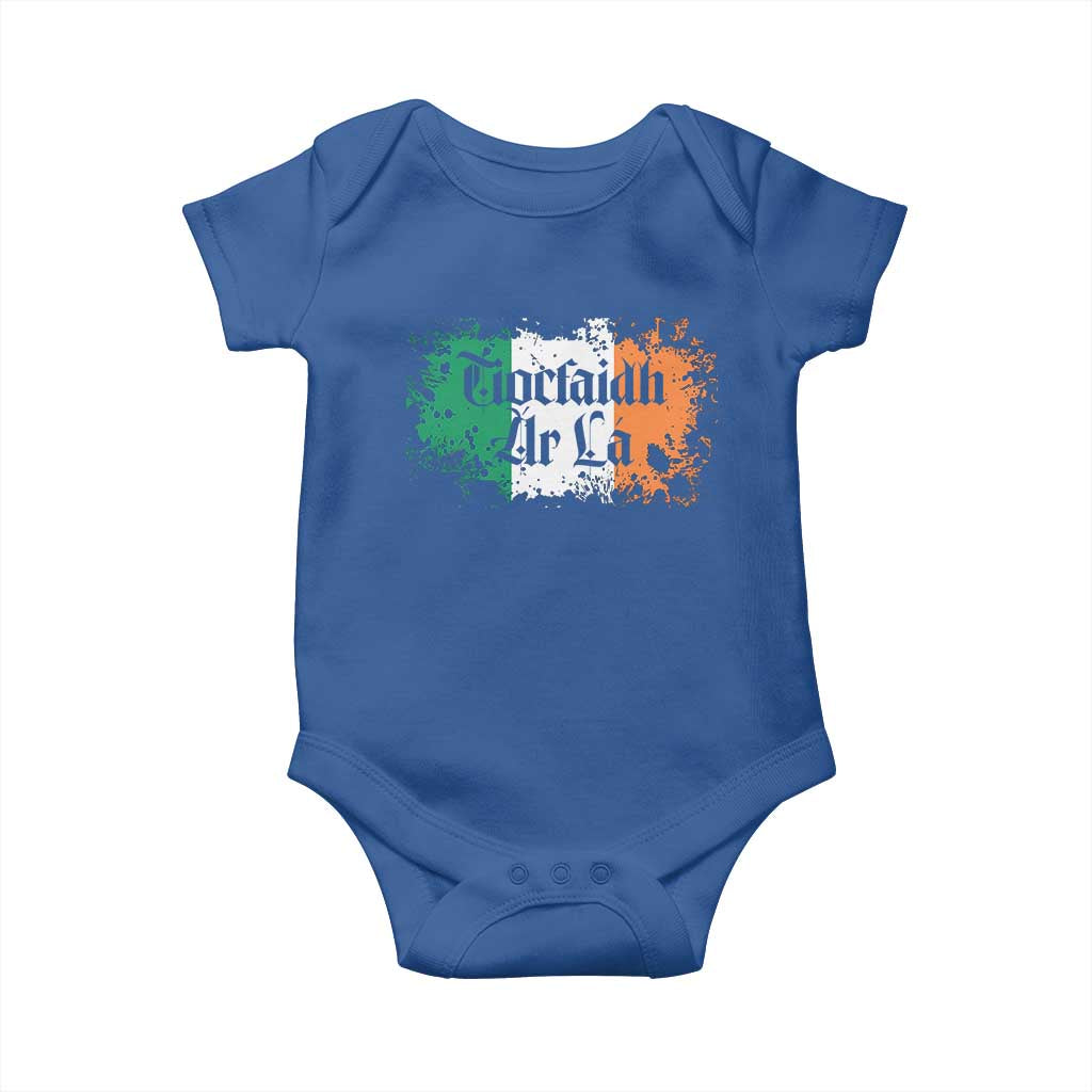 Tiocfaidh Ar La Baby Onesie Vintage Irish Ireland Flag TS11 Royal Blue Print Your Wear