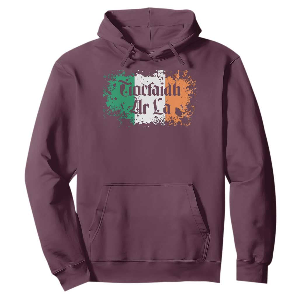 Tiocfaidh Ar La Hoodie Vintage Irish Ireland Flag TS11 Maroon Print Your Wear