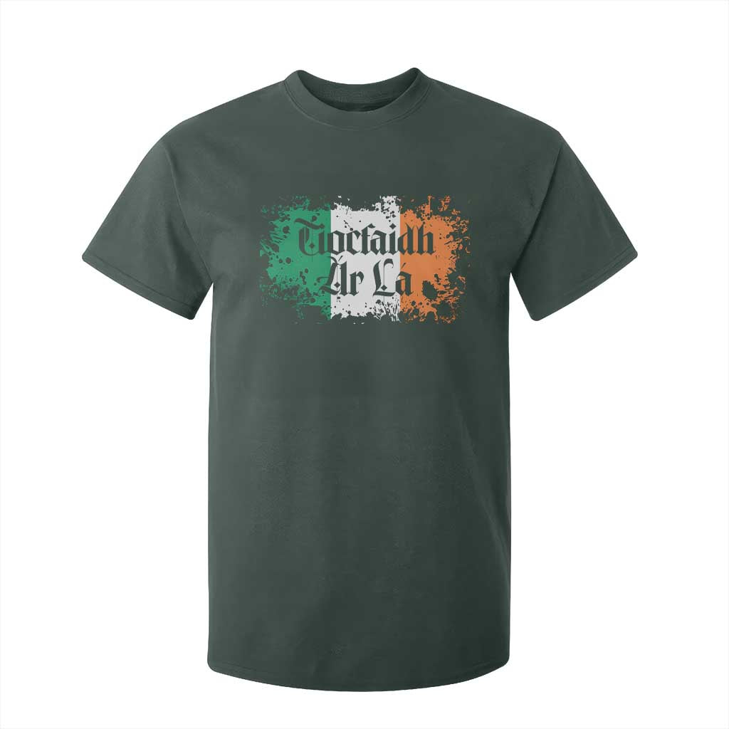 Tiocfaidh Ar La T Shirt For Kid Vintage Irish Ireland Flag TS11 Dark Forest Green Print Your Wear