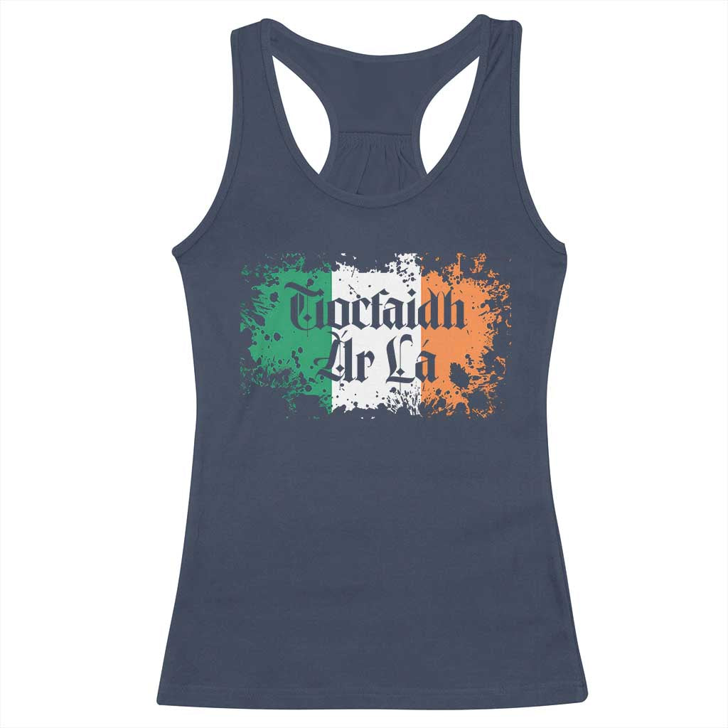 Tiocfaidh Ar La Racerback Tank Top Vintage Irish Ireland Flag TS11 Navy Print Your Wear