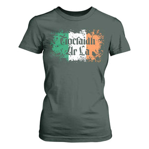 Tiocfaidh Ar La T Shirt For Women Vintage Irish Ireland Flag TS11 Dark Forest Green Print Your Wear