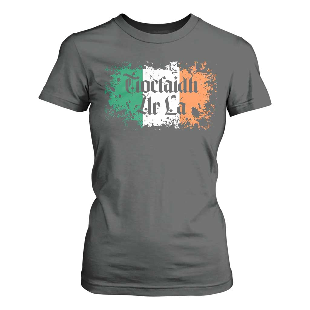 Tiocfaidh Ar La T Shirt For Women Vintage Irish Ireland Flag TS11 Dark Heather Print Your Wear