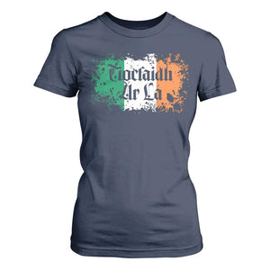 Tiocfaidh Ar La T Shirt For Women Vintage Irish Ireland Flag TS11 Navy Print Your Wear