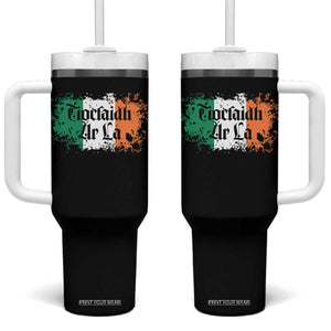 Tiocfaidh Ar La Tumbler With Handle Vintage Irish Ireland Flag TS11 One Size: 40 oz Black Print Your Wear