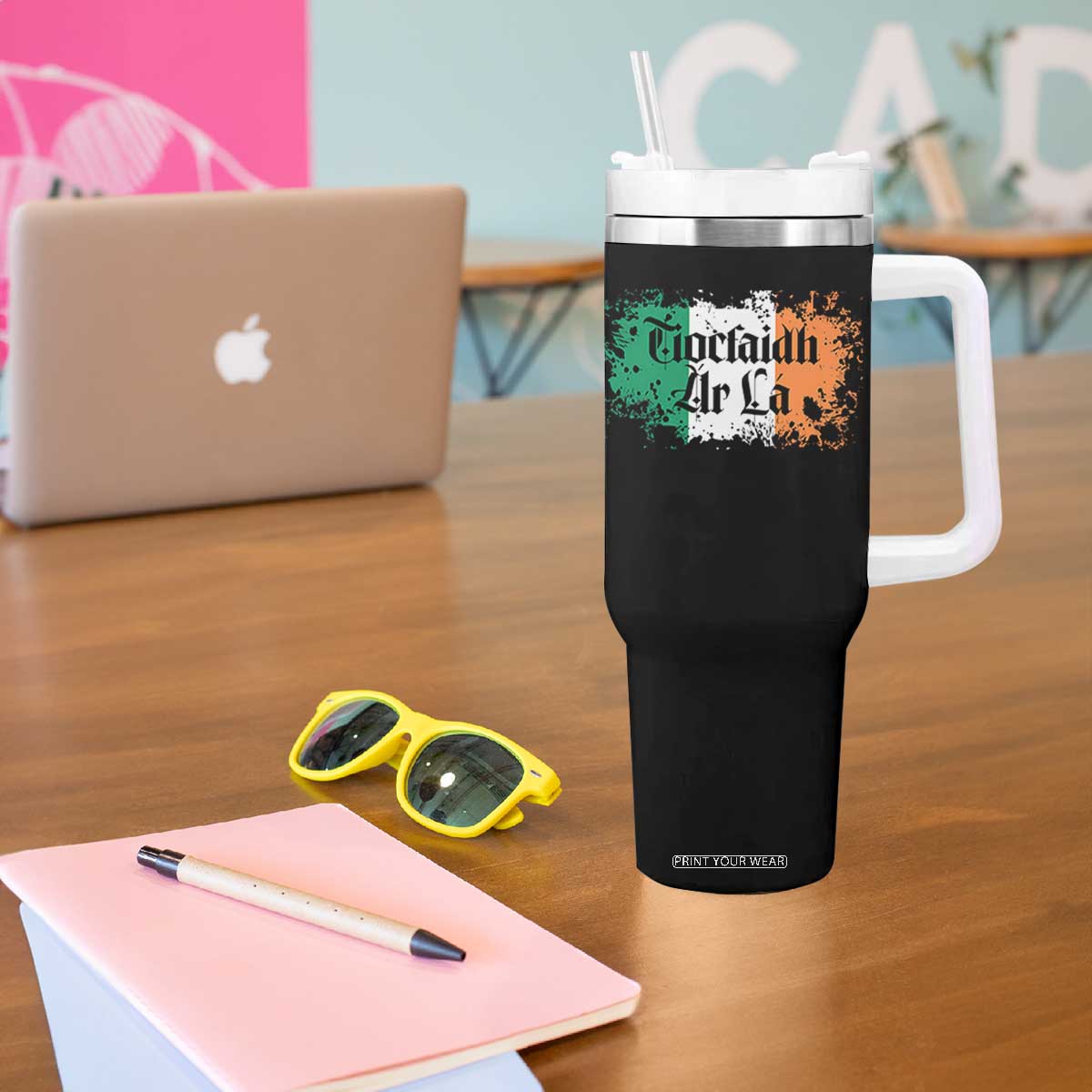 Tiocfaidh Ar La Tumbler With Handle Vintage Irish Ireland Flag TS11 Print Your Wear