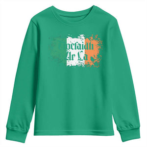 Tiocfaidh Ar La Youth Sweatshirt Vintage Irish Ireland Flag TS11 Irish Green Print Your Wear