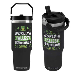 Funny World's Tallest Leprechaun St Patrick's Day Flip Straw Tumbler Shamrock TS11 One Size: 30 oz Black Print Your Wear
