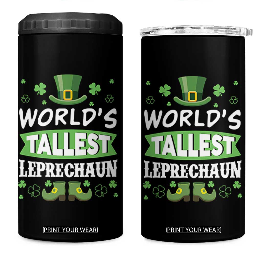 Funny World's Tallest Leprechaun St Patrick's Day 4 in 1 Can Cooler Tumbler Shamrock TS11 One Size: 16 oz Black Print Your Wear