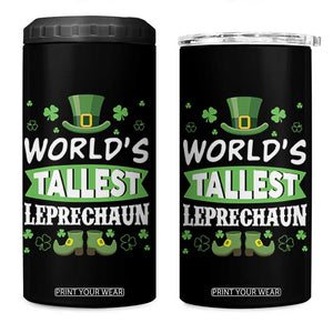 Funny World's Tallest Leprechaun St Patrick's Day 4 in 1 Can Cooler Tumbler Shamrock TS11 One Size: 16 oz Black Print Your Wear