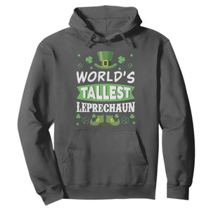 Funny World's Tallest Leprechaun St Patrick's Day Hoodie Shamrock TS11 Dark Heather Print Your Wear