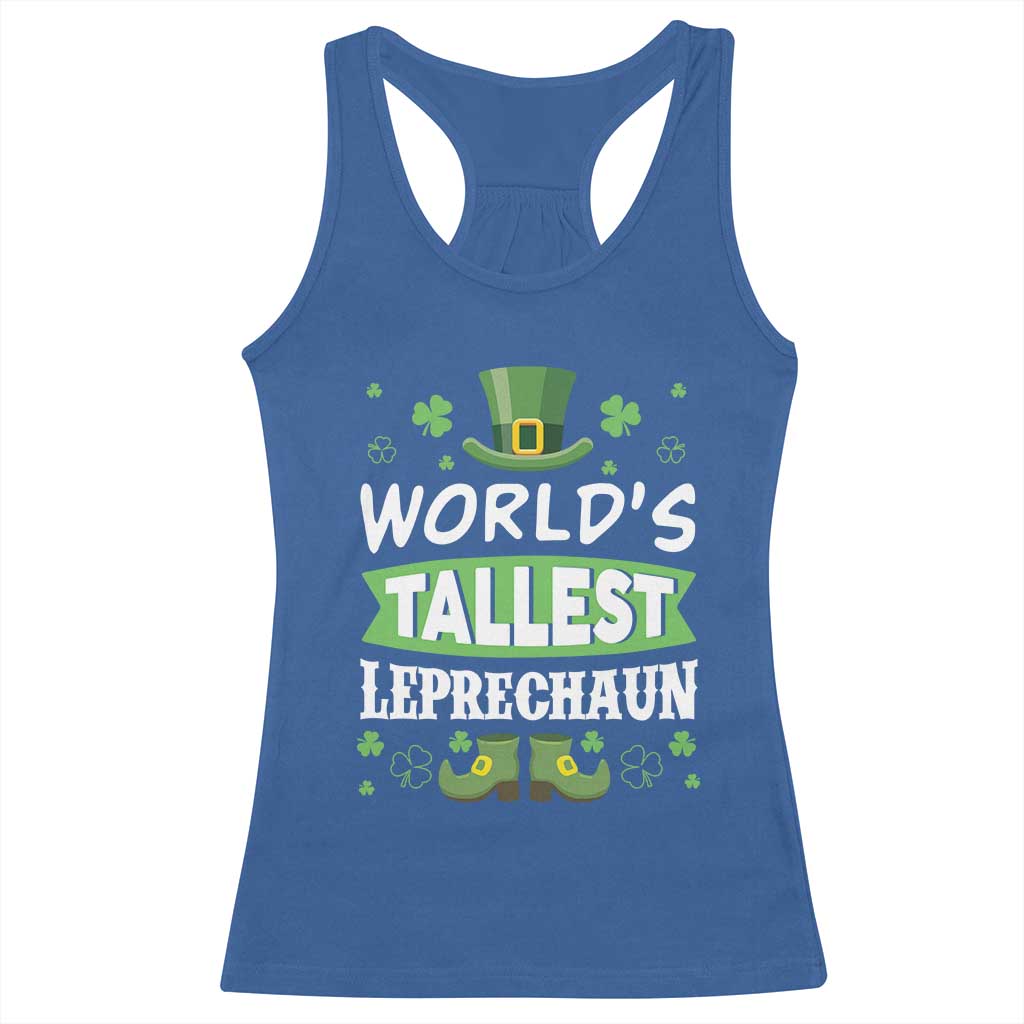 Funny World's Tallest Leprechaun St Patrick's Day Racerback Tank Top Shamrock TS11 Royal Blue Print Your Wear