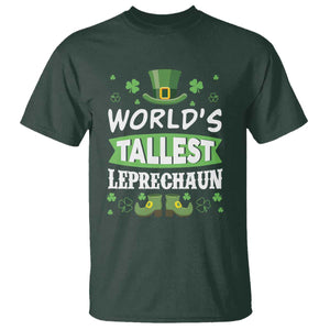 Funny World's Tallest Leprechaun St Patrick's Day T Shirt Shamrock TS11 Dark Forest Green Print Your Wear