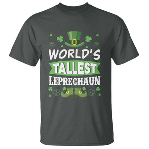 Funny World's Tallest Leprechaun St Patrick's Day T Shirt Shamrock TS11 Dark Heather Print Your Wear