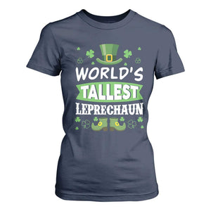 Funny World's Tallest Leprechaun St Patrick's Day T Shirt For Women Shamrock TS11 Navy Print Your Wear