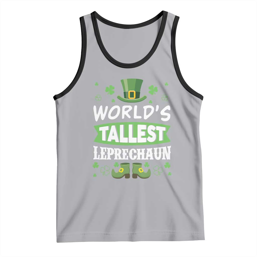 Funny World's Tallest Leprechaun St Patrick's Day Tank Top Shamrock TS11 Athletic Heather Black Print Your Wear