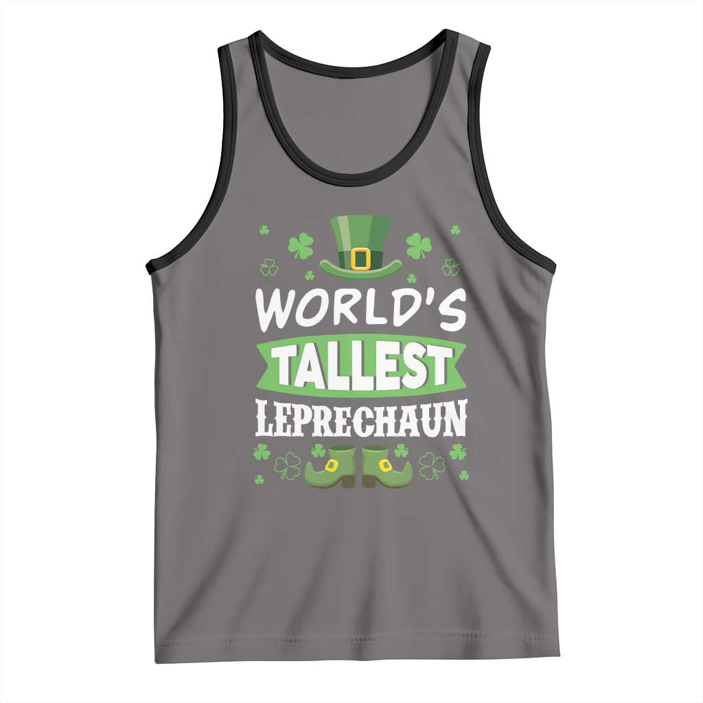 Funny World's Tallest Leprechaun St Patrick's Day Tank Top Shamrock TS11 Deep Heather Black Print Your Wear