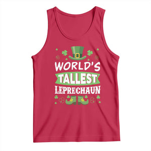 Funny World's Tallest Leprechaun St Patrick's Day Tank Top Shamrock TS11 Red Print Your Wear