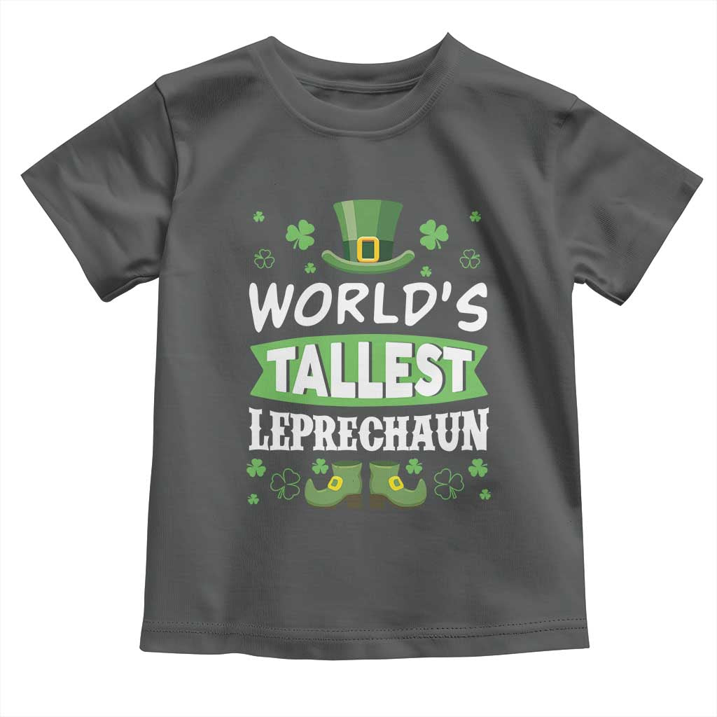 Funny World's Tallest Leprechaun St Patrick's Day Toddler T Shirt Shamrock TS11 Dark Heather Print Your Wear