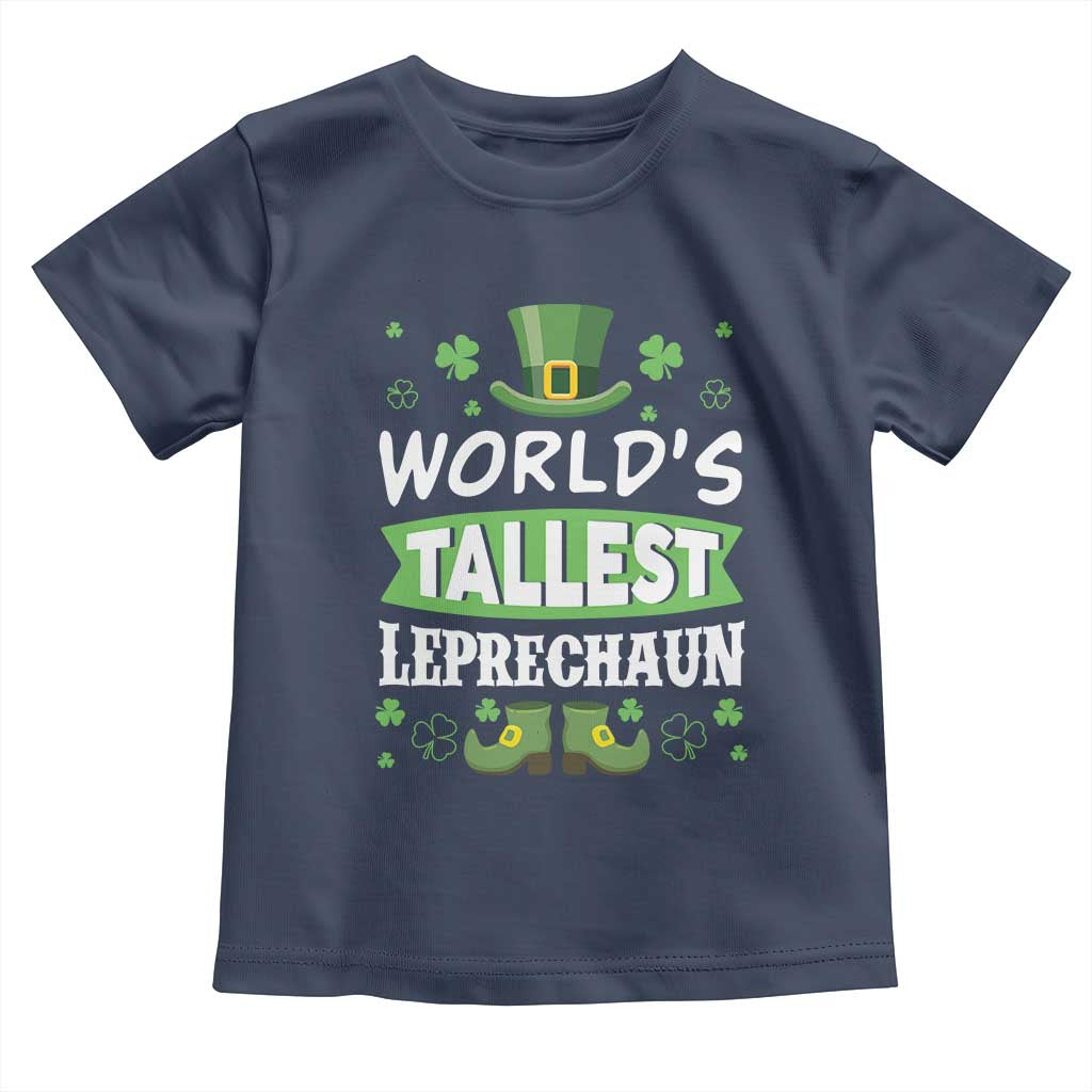 Funny World's Tallest Leprechaun St Patrick's Day Toddler T Shirt Shamrock TS11 Navy Print Your Wear
