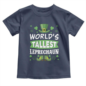 Funny World's Tallest Leprechaun St Patrick's Day Toddler T Shirt Shamrock TS11 Navy Print Your Wear