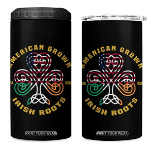 American Grown With Irish Roots 4 in 1 Can Cooler Tumbler Irish American Shamrock TS11 One Size: 16 oz Black Print Your Wear