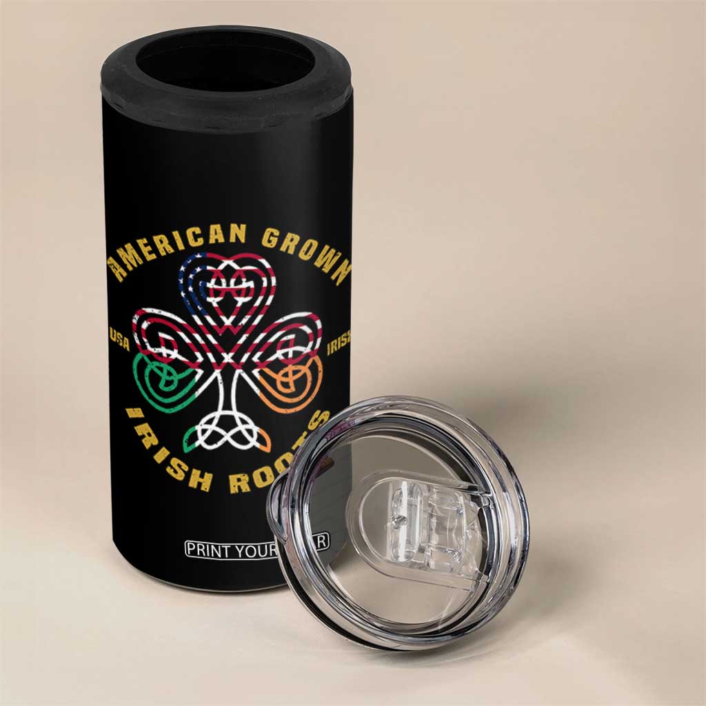 American Grown With Irish Roots 4 in 1 Can Cooler Tumbler Irish American Shamrock TS11 Print Your Wear