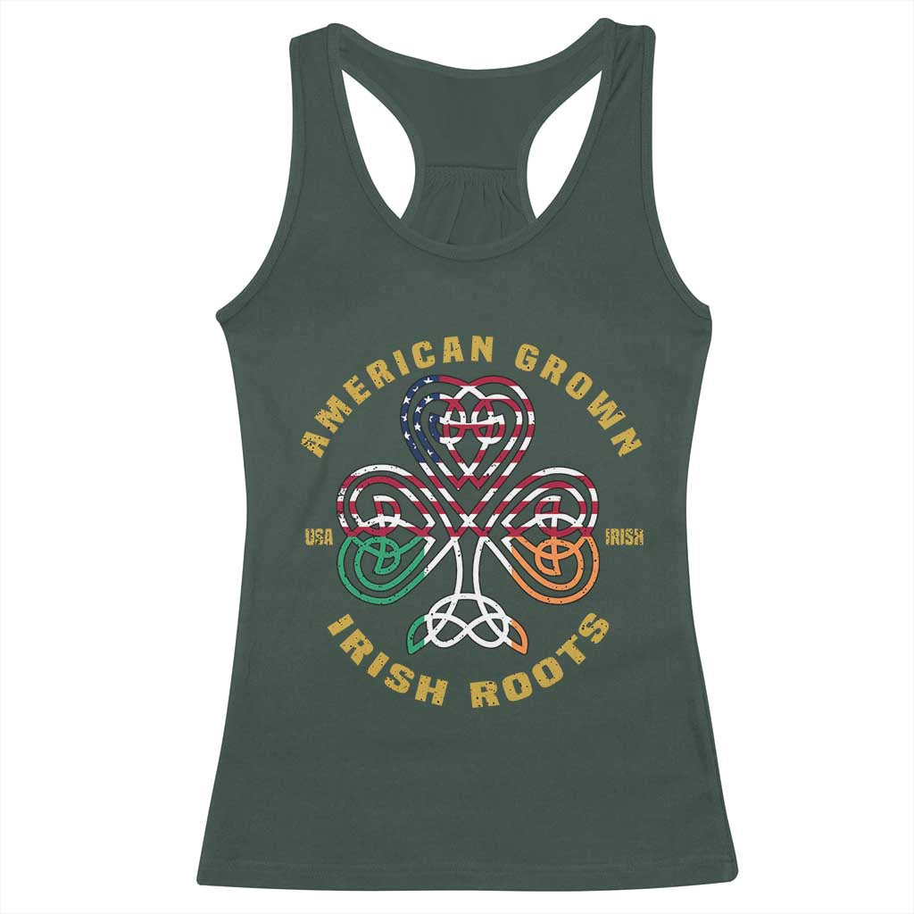 American Grown With Irish Roots Racerback Tank Top Irish American Shamrock TS11 Dark Forest Green Print Your Wear