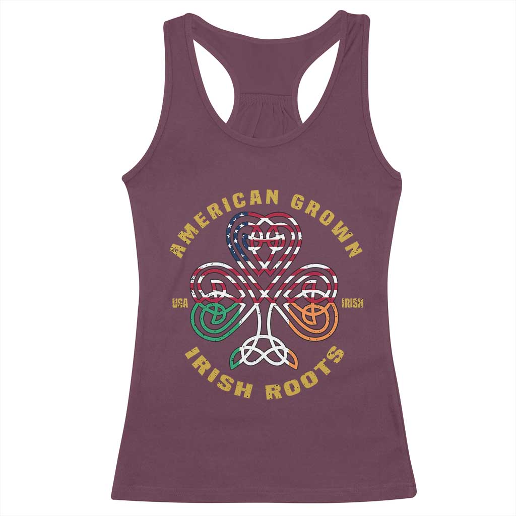 American Grown With Irish Roots Racerback Tank Top Irish American Shamrock TS11 Maroon Print Your Wear