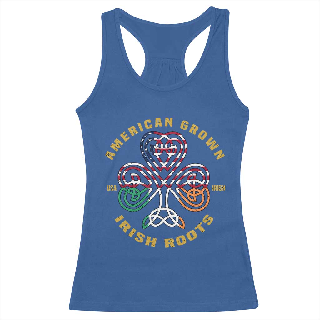 American Grown With Irish Roots Racerback Tank Top Irish American Shamrock TS11 Royal Blue Print Your Wear