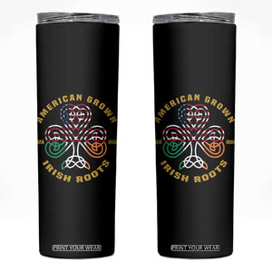 American Grown With Irish Roots Skinny Tumbler Irish American Shamrock TS11 Black Print Your Wear