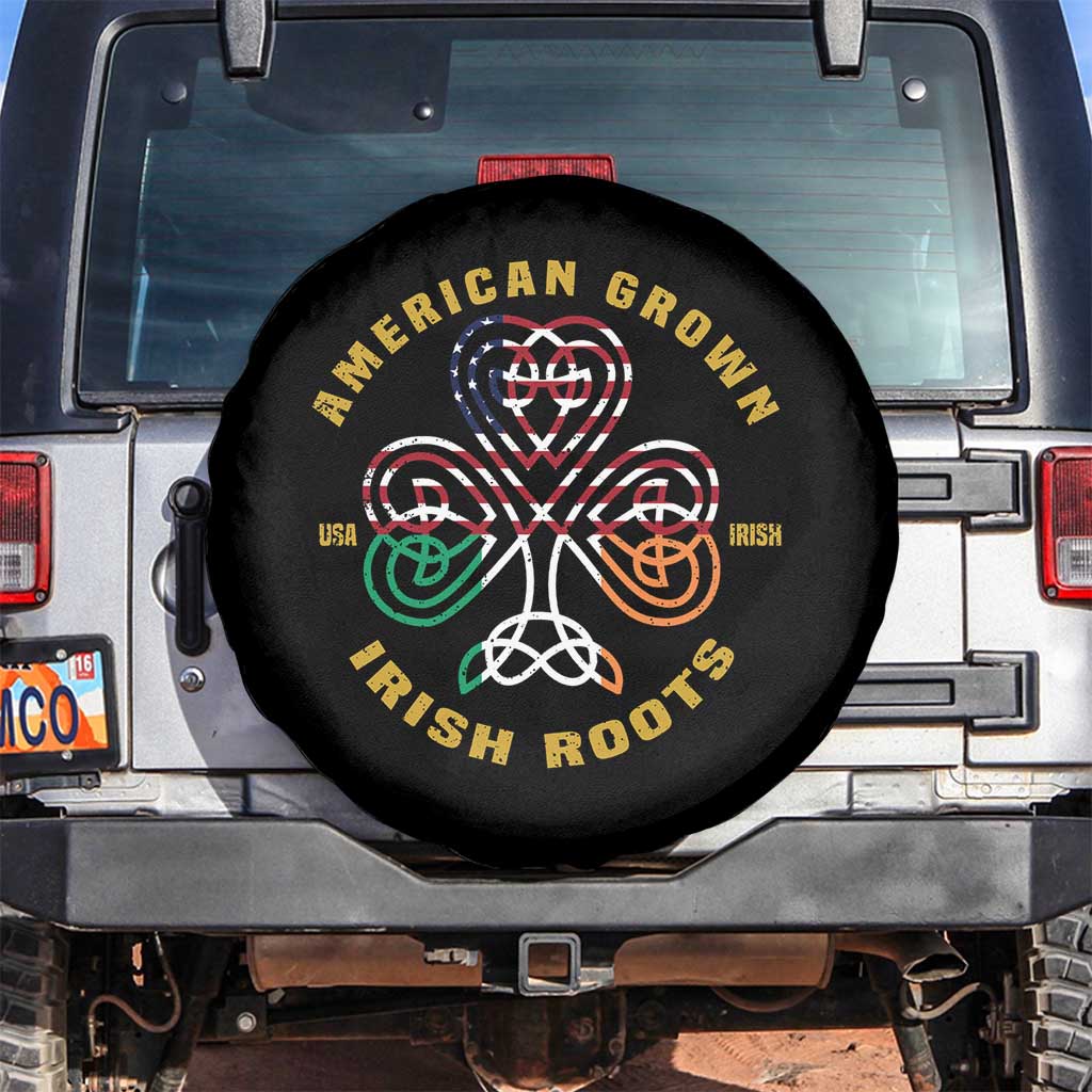 American Grown With Irish Roots Spare Tire Cover Irish American Shamrock TS11 No hole Black Print Your Wear