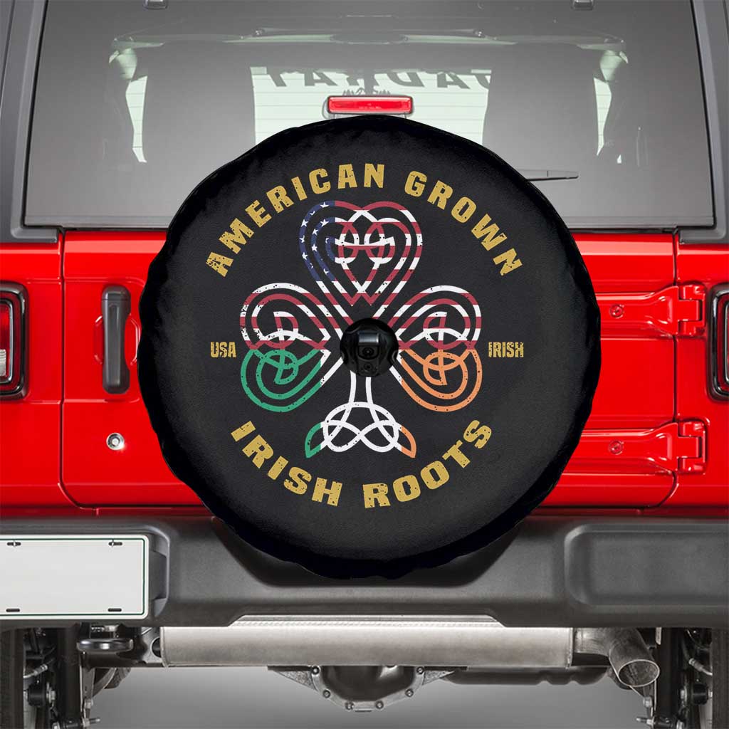 American Grown With Irish Roots Spare Tire Cover Irish American Shamrock TS11 Black Print Your Wear
