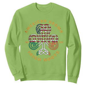American Grown With Irish Roots Sweatshirt Irish American Shamrock TS11 Lime Print Your Wear