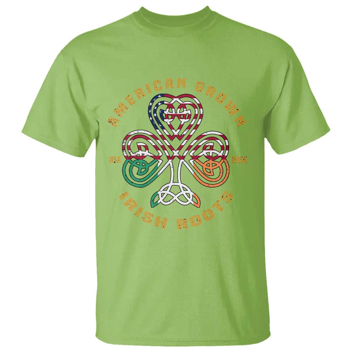 American Grown With Irish Roots T Shirt Irish American Shamrock TS11 Lime Print Your Wear