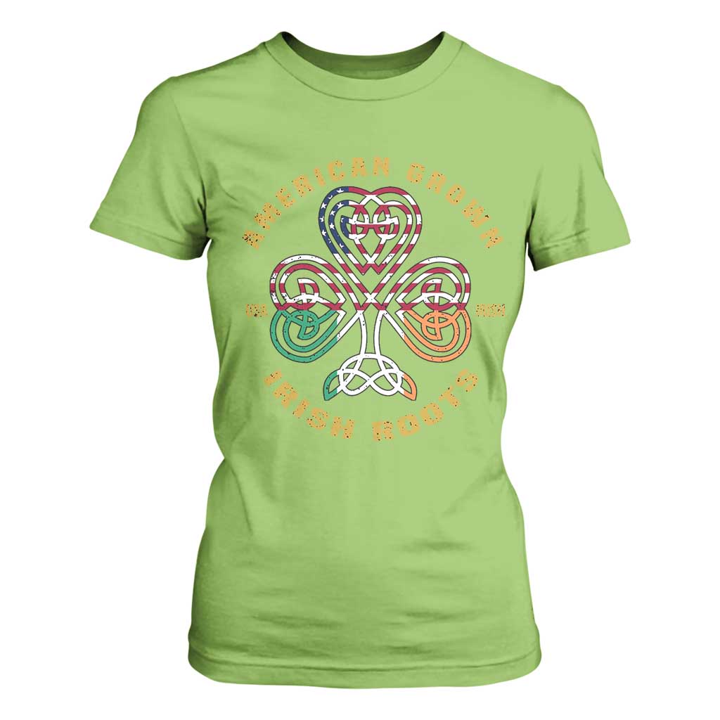 American Grown With Irish Roots T Shirt For Women Irish American Shamrock TS11 Lime Print Your Wear